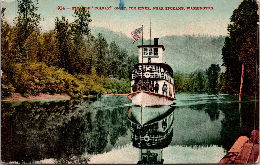 Steamer Colfax On St. Joe River Near Spokane WA Vintage Postcard SP17-30